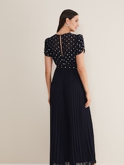 Phase Eight Blue Molli Spot Pleated Jumpsuit - Image 2 of 7
