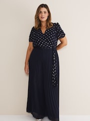 Phase Eight Blue Molli Spot Pleated Jumpsuit - Image 4 of 7
