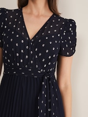 Phase Eight Blue Molli Spot Pleated Jumpsuit - Image 5 of 7