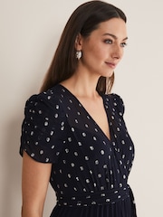 Phase Eight Blue Molli Spot Pleated Jumpsuit - Image 6 of 7