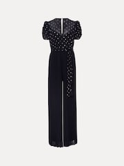 Phase Eight Blue Molli Spot Pleated Jumpsuit - Image 7 of 7