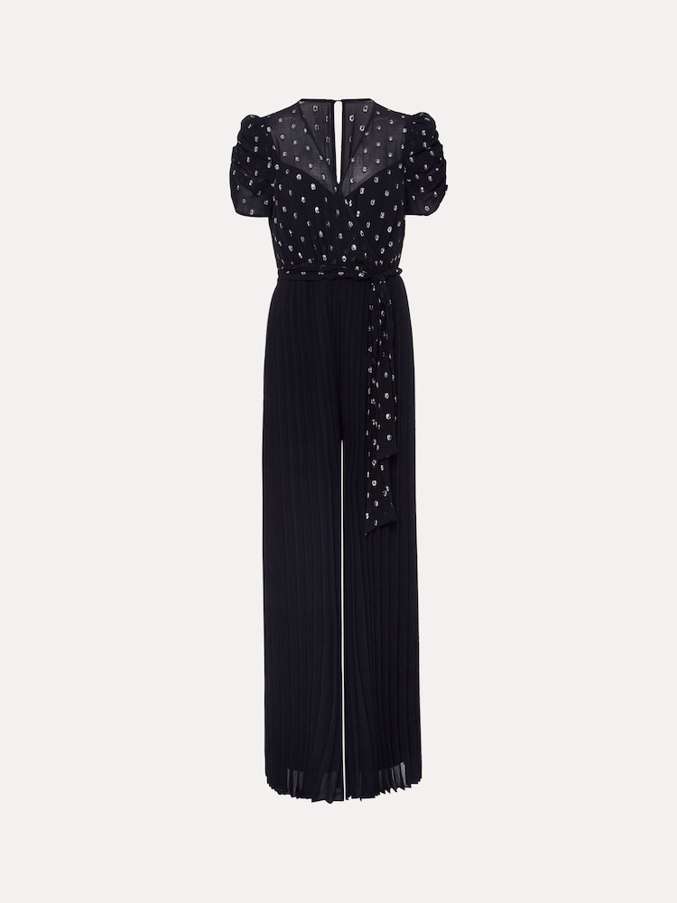 Phase Eight Blue Molli Spot Pleated Jumpsuit - Image 7 of 7