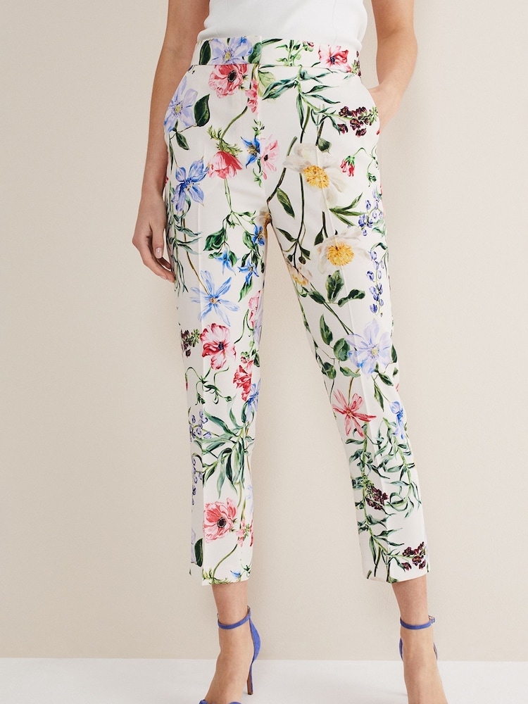 Phase Eight Natural Ulrica Floral Cigarette Trousers - Image 1 of 5