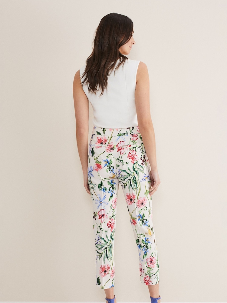 Phase Eight Natural Ulrica Floral Cigarette Trousers - Image 2 of 5