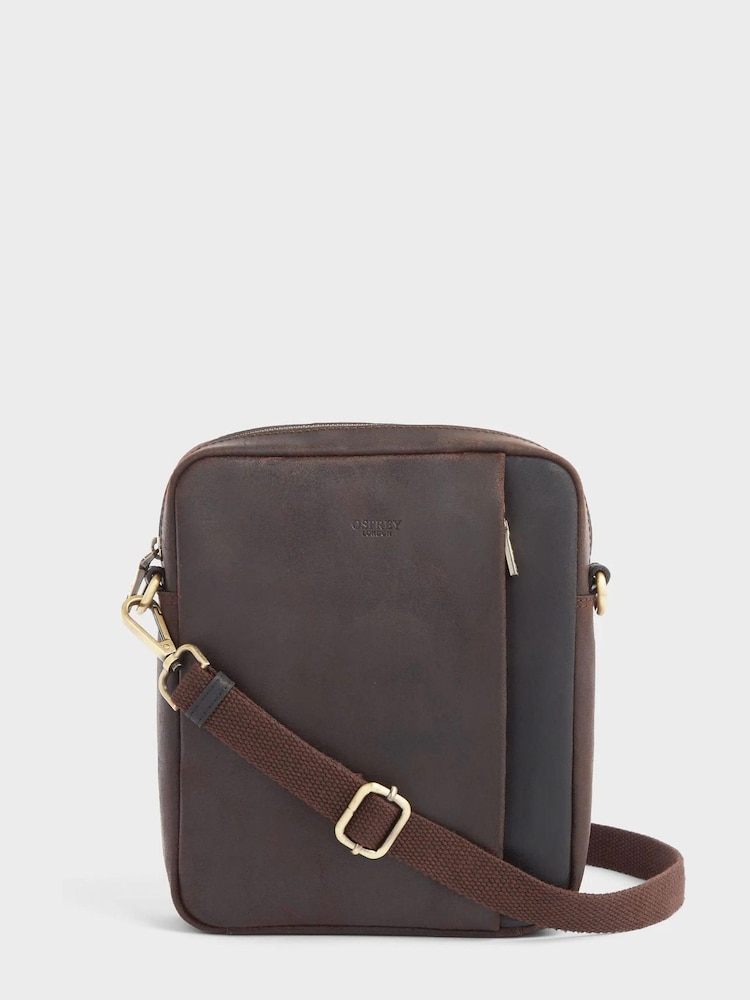 OSPREY LONDON The Small Jenson Chocolate Leather Brown Messenger Bag - Image 1 of 5