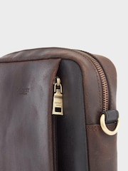 OSPREY LONDON The Small Jenson Chocolate Leather Brown Messenger Bag - Image 4 of 5