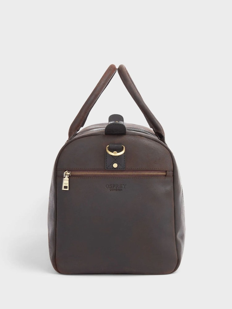OSPREY LONDON The Jenson Leather Brown Holdall - Image 2 of 3