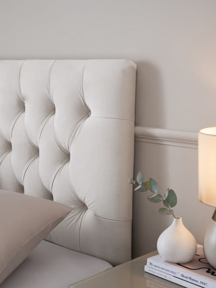 Opulent Velvet Natural Oyster Parisian Upholstered Headboard - Image 2 of 6