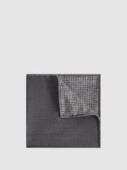 Reiss Grey Melange Pelagie Cotton Reversible Pocket Square - Image 1 of 6