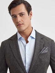 Reiss Grey Melange Pelagie Cotton Reversible Pocket Square - Image 2 of 6