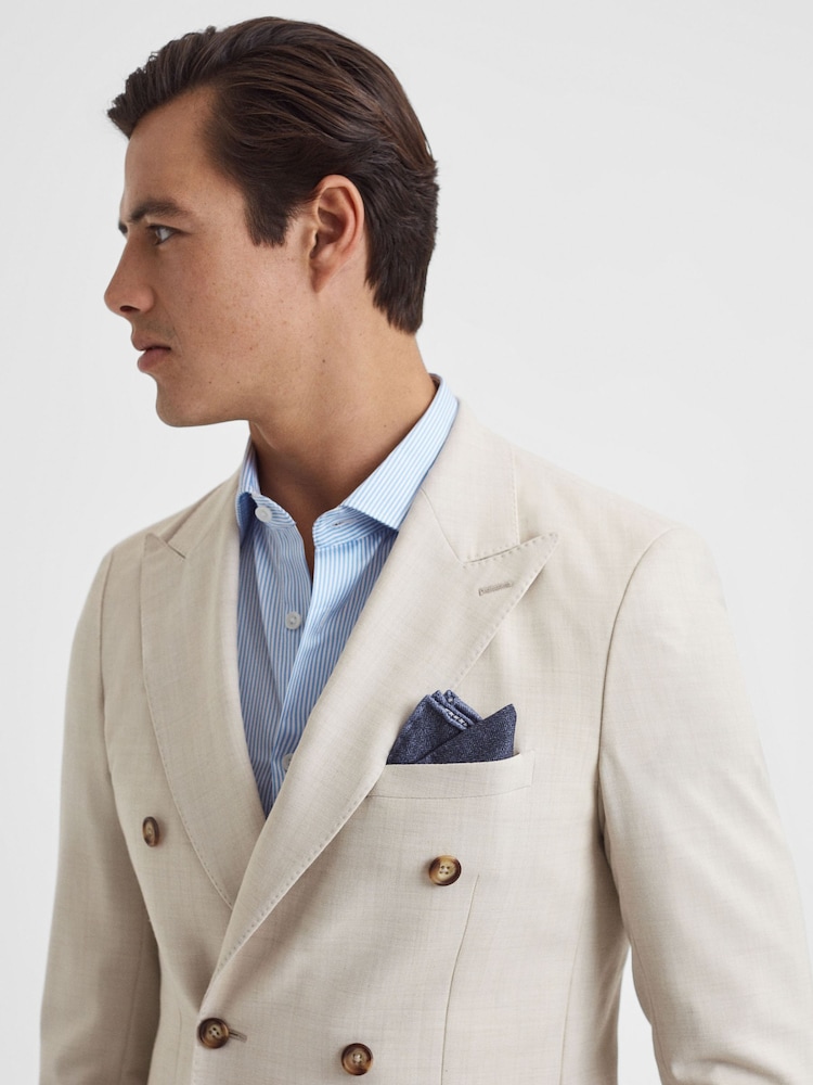 Reiss Airforce Blue Pelagie Cotton Reversible Pocket Square - Image 2 of 6