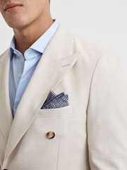 Reiss Airforce Blue Pelagie Cotton Reversible Pocket Square - Image 6 of 6