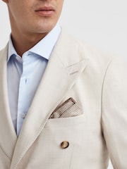 Reiss Oatmeal Melange Pelagie Cotton Reversible Pocket Square - Image 2 of 6