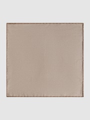 Reiss Oatmeal Melange Pelagie Cotton Reversible Pocket Square - Image 3 of 6