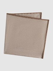 Reiss Oatmeal Melange Pelagie Cotton Reversible Pocket Square - Image 4 of 6