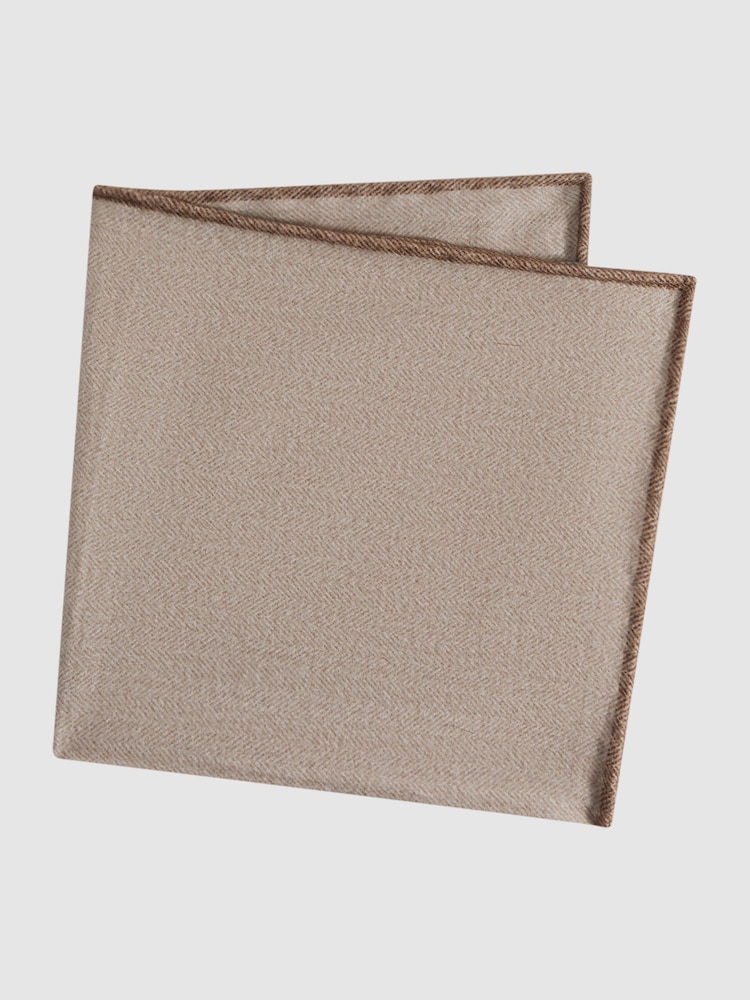 Reiss Oatmeal Melange Pelagie Cotton Reversible Pocket Square - Image 4 of 6