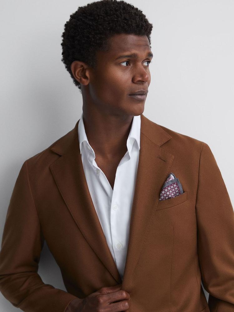 Reiss Bordeaux/Charcoal Montecristo Silk Printed Pocket Square - Image 2 of 5