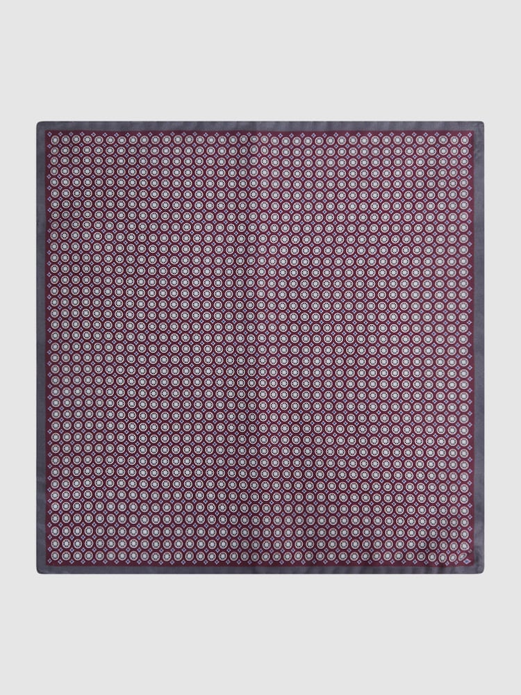 Reiss Bordeaux/Charcoal Montecristo Silk Printed Pocket Square - Image 3 of 5