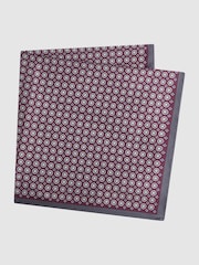Reiss Bordeaux/Charcoal Montecristo Silk Printed Pocket Square - Image 4 of 5