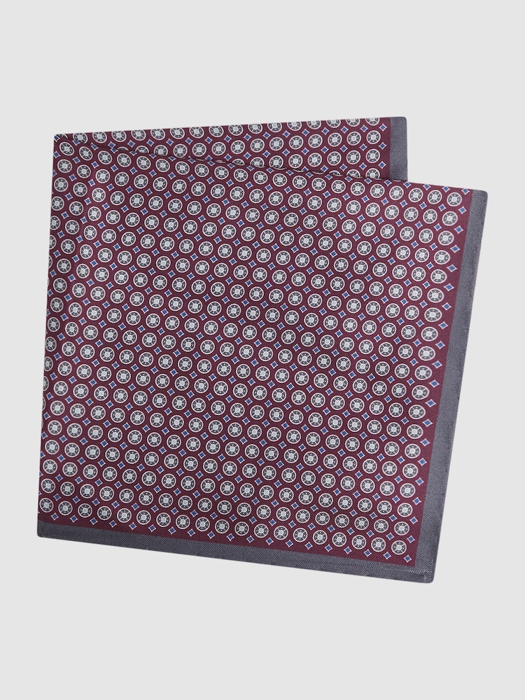 Reiss Bordeaux/Charcoal Montecristo Silk Printed Pocket Square - Image 4 of 5