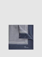 Reiss Navy/Ivory Montecristo Silk Printed Pocket Square - Image 1 of 5