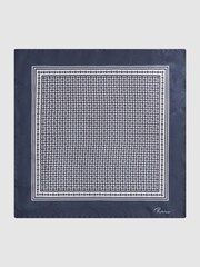 Reiss Navy/Ivory Montecristo Silk Printed Pocket Square - Image 4 of 5
