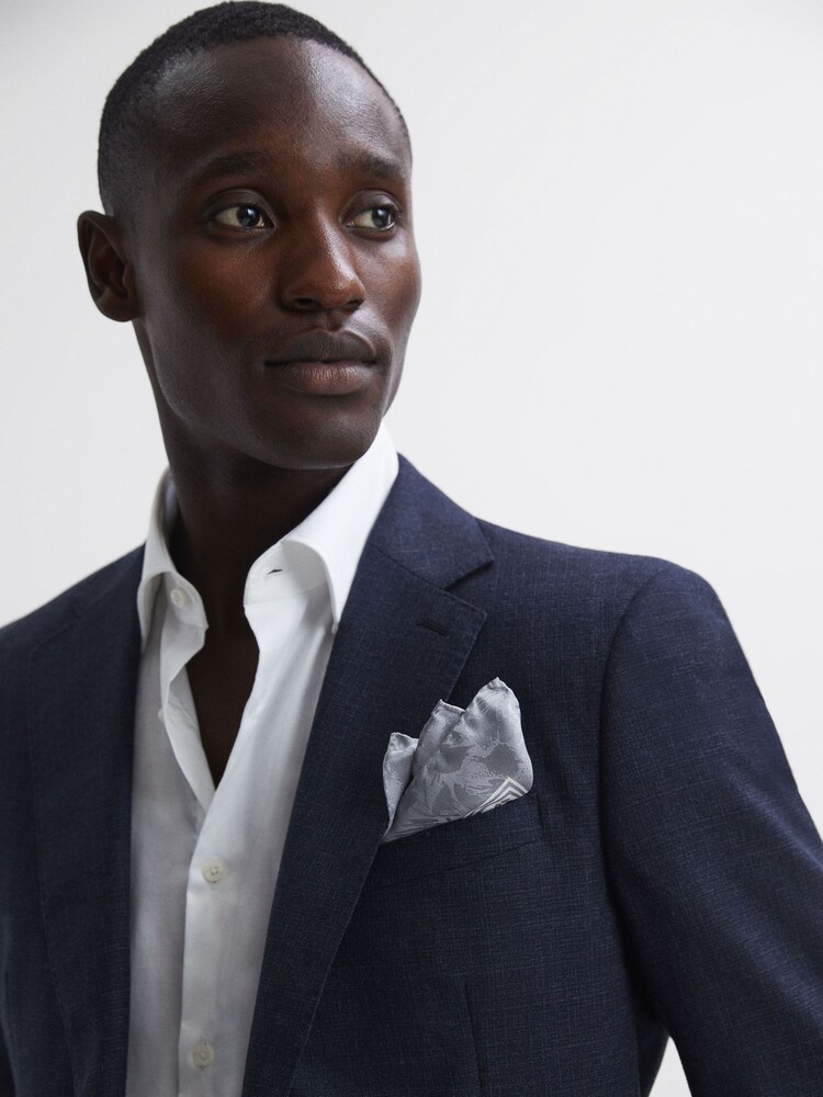 Reiss Steel Grey Montecristo Silk Printed Pocket Square - Image 2 of 5