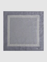 Reiss Steel Grey Montecristo Silk Printed Pocket Square - Image 4 of 5