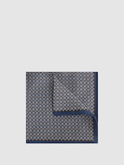 Reiss Chocolate/Navy Montecristo Silk Printed Pocket Square - Image 1 of 5