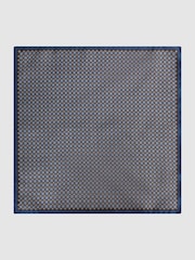 Reiss Chocolate/Navy Montecristo Silk Printed Pocket Square - Image 3 of 5