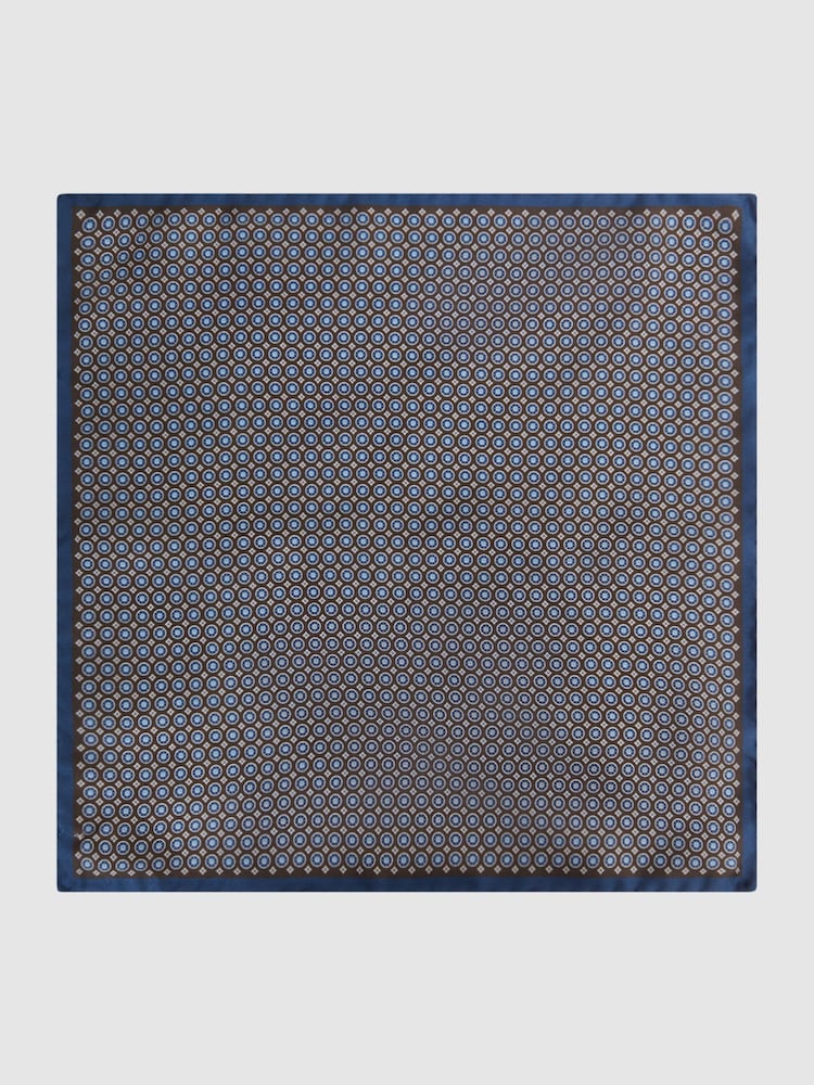Reiss Chocolate/Navy Montecristo Silk Printed Pocket Square - Image 3 of 5