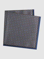 Reiss Chocolate/Navy Montecristo Silk Printed Pocket Square - Image 4 of 5
