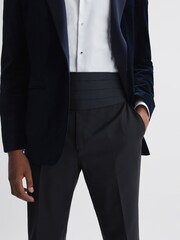 Reiss Navy Gavi Herringbone Cummerbund - Image 2 of 4