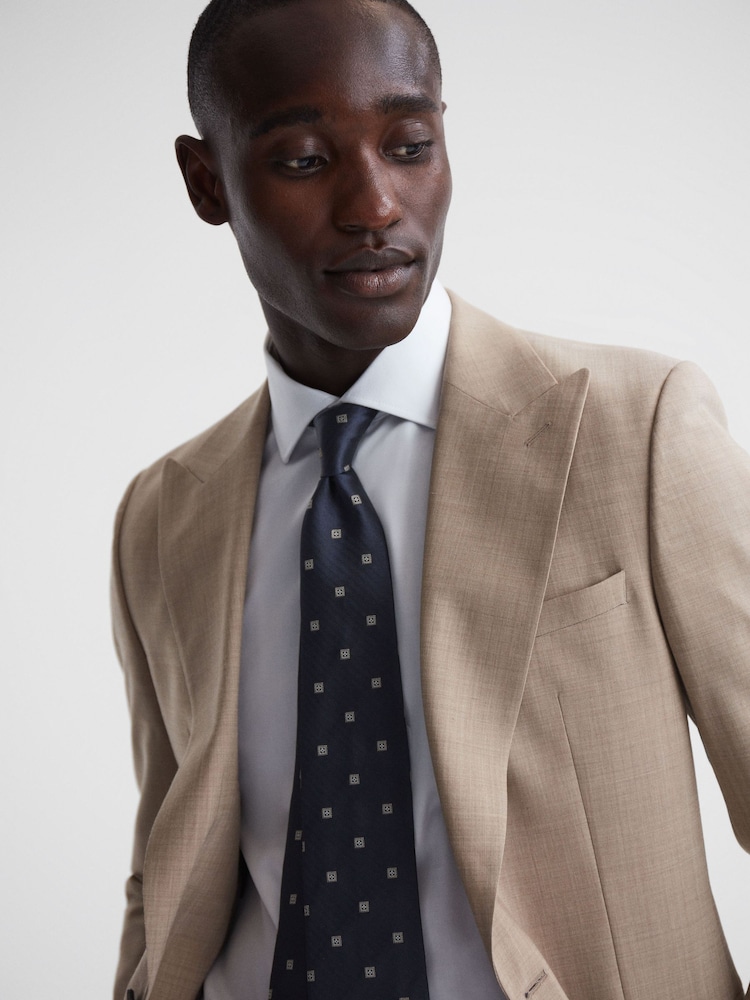 Reiss Navy Panarea Silk Medallion Tie - Image 2 of 5