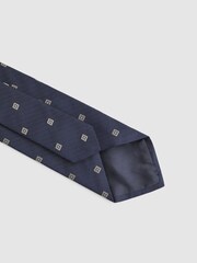 Reiss Navy Panarea Silk Medallion Tie - Image 4 of 5