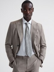 Reiss Soft Grey Levanzo Silk Textured Polka Dot Tie - Image 2 of 5