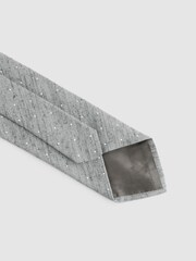 Reiss Soft Grey Levanzo Silk Textured Polka Dot Tie - Image 4 of 5