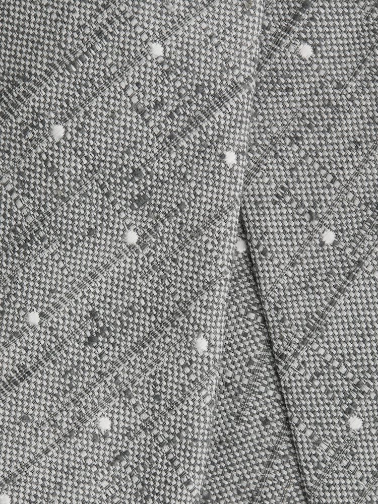 Reiss Soft Grey Levanzo Silk Textured Polka Dot Tie - Image 5 of 5
