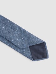 Reiss Airforce Blue Levanzo Silk Textured Polka Dot Tie - Image 4 of 5