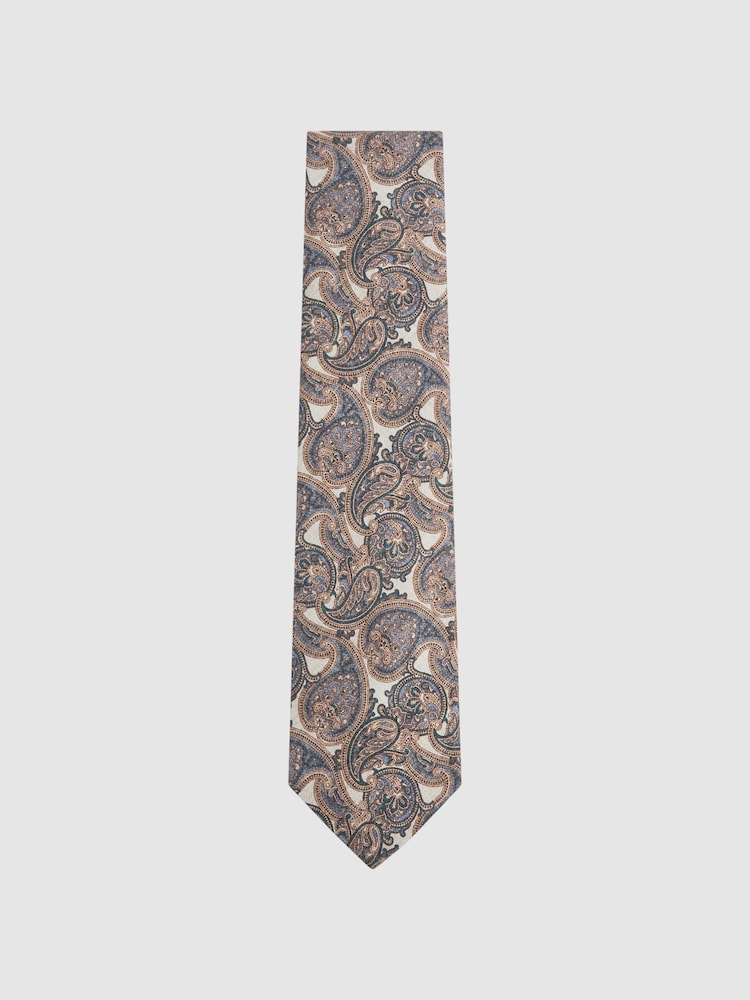 Reiss Ivory/Blue Pantelleria Silk Paisley Tie - Image 1 of 5