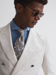 Reiss Ivory/Blue Pantelleria Silk Paisley Tie - Image 2 of 5