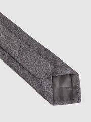 Reiss Grey Melange Cres Brushed Cotton Herringbone Tie - Image 4 of 5