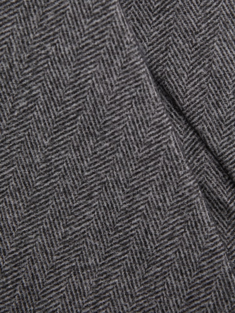Reiss Grey Melange Cres Brushed Cotton Herringbone Tie - Image 5 of 5