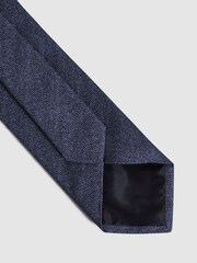Reiss Airforce Blue Melange Cres Brushed Cotton Herringbone Tie - Image 4 of 5