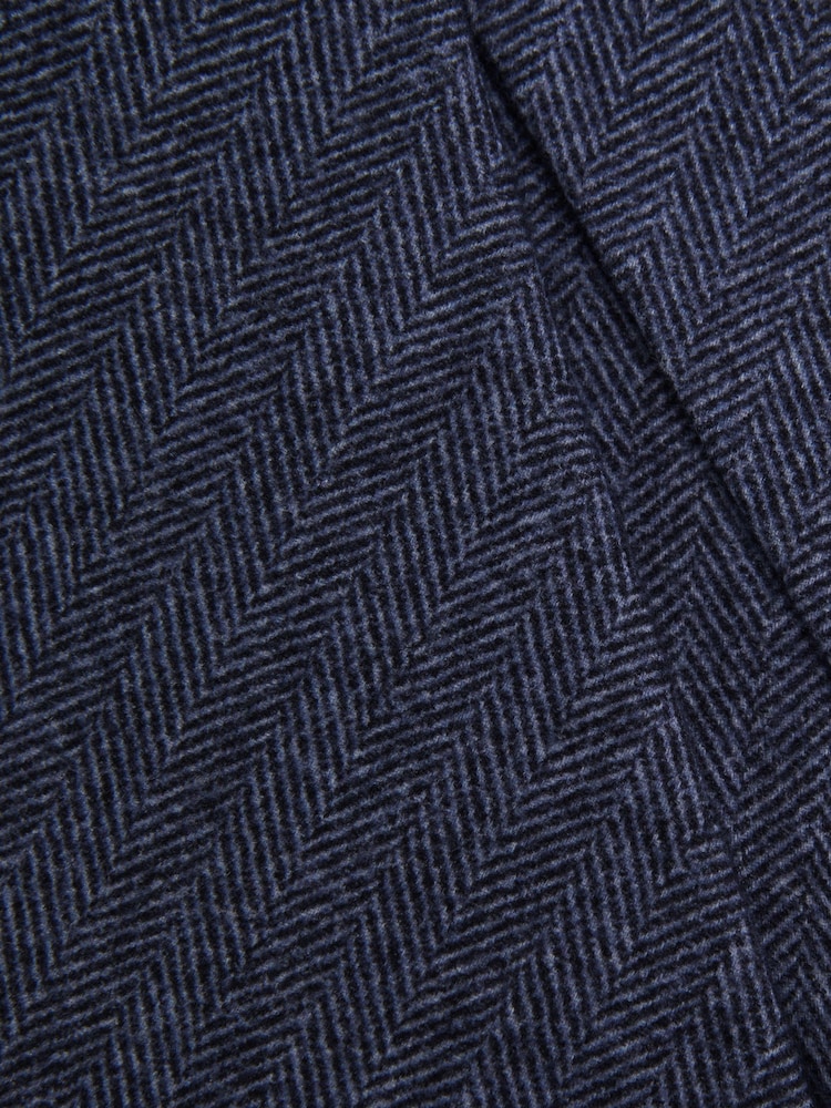 Reiss Airforce Blue Melange Cres Brushed Cotton Herringbone Tie - Image 5 of 5