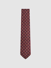 Reiss Navy/Red Capri Silk Geometric Design Tie - Image 1 of 5