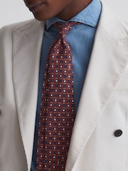 Reiss Navy/Red Capri Silk Geometric Design Tie - Image 2 of 5