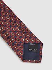 Reiss Navy/Red Capri Silk Geometric Design Tie - Image 4 of 5