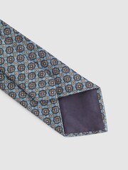 Reiss Blue Melange/Navy Antioco Silk Floral Medallion Tie - Image 4 of 5