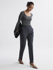 Reiss Grey Marl Sian Knitted Fitted Top - Image 3 of 5